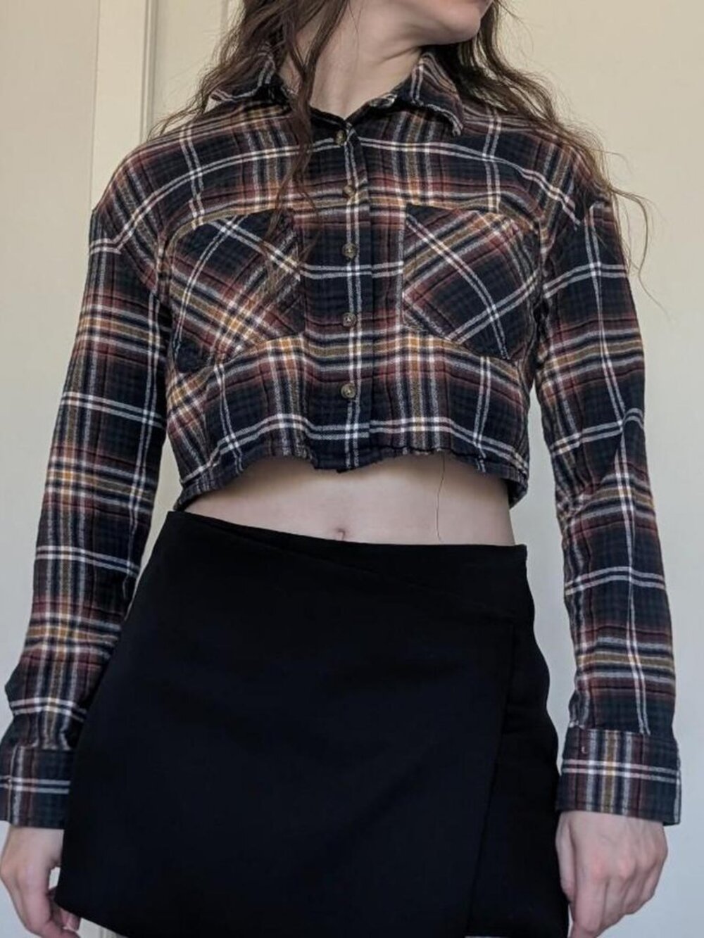 cropped flannel top